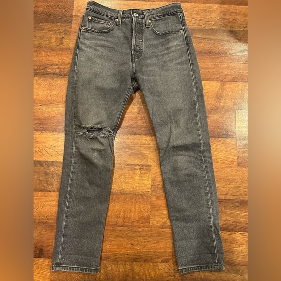 Levi's Denim - Levi's Jeans Womens 26x28 Black 501 Skinny Premium Denim Button Fly